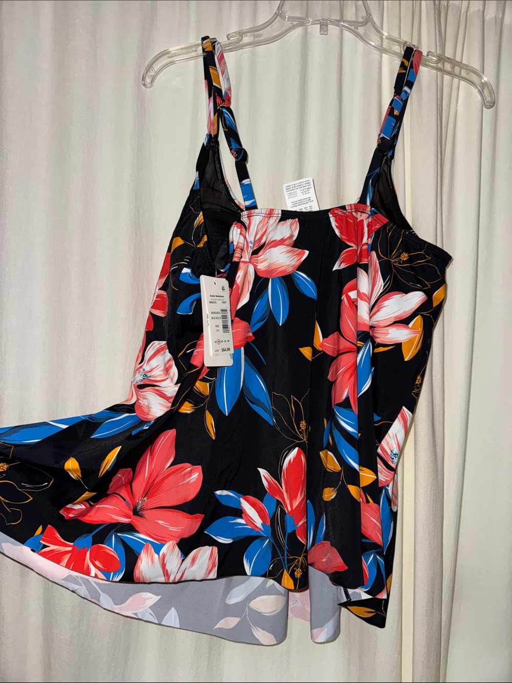 Swim Solutions Size 18W Black and Floral Bust Support Swimsuit Top - Picture 3 of 4